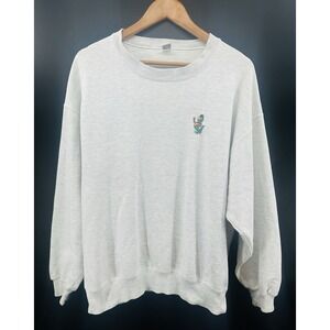 VTG 80s Embroidered Toucan Crew Neck Sweatshirt Size Large Grunge